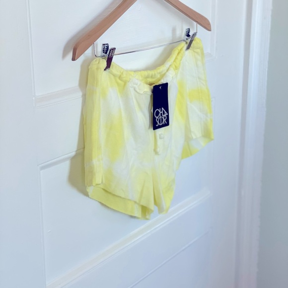 CHASER Tie Dye Fleece Shorts - Yellow & White Sz M - Picture 4 of 5